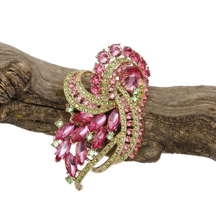 AKA Brilliant Looped Ribbon Pink Green Brooch Pin