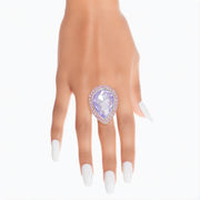 Cocktail Ring Lavender Glass Teardrop for Women