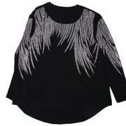 Long Sleeve Shirt Black Bling Wings for Women