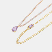 Brass Geometric Shape Zircon Necklace