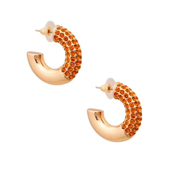 Topaz Rhinestone Thick Hoops