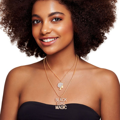 Gold Double Chain Black Girl Magic Necklace