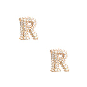 R Initial Rhinestone Studs