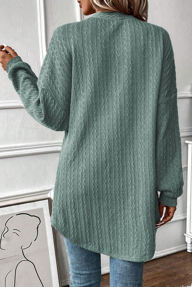 Canton Textured Knit Side Pockets Open Front Cardigan