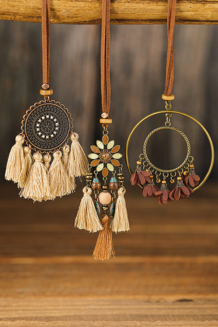 Multicolor 3pcs Bohemian Retro Tasseled Pendant Necklace