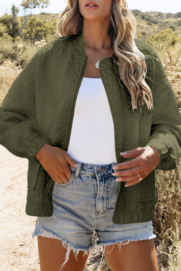 Jungle Green Floral Quilted Jacket