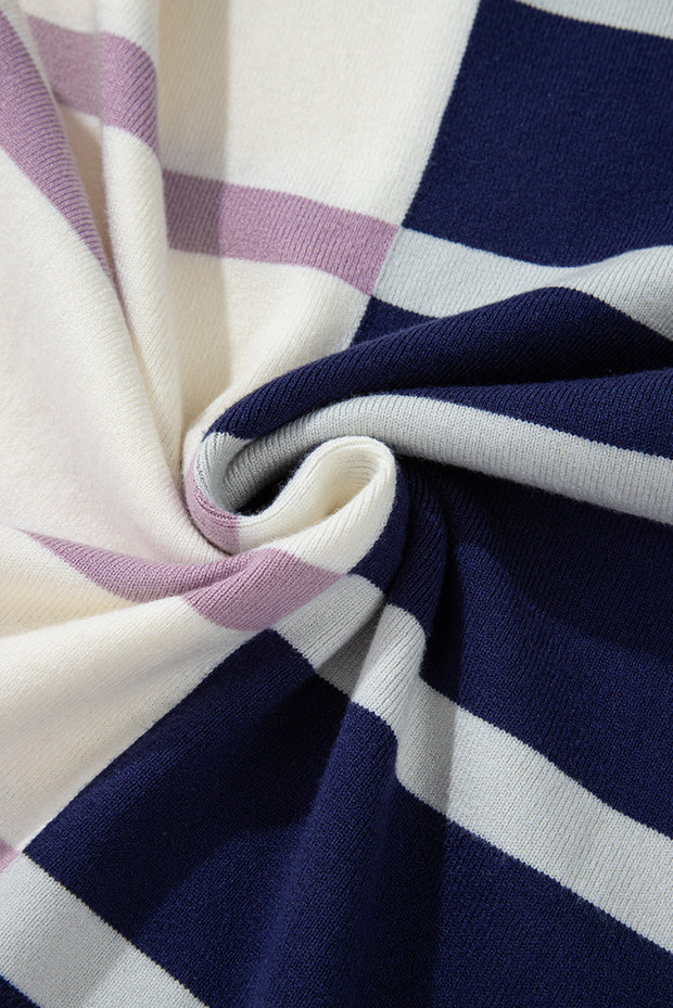 Blue Stripe Colorblock Oversized Sweater