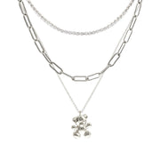 Silver 3 Pcs Teddy Bear Necklace