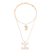 Gold Double Chain Black is Queen Necklace