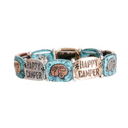 Patina Metal Happy Camper Engraved Bracelet