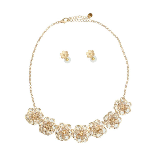 Gold Glass 3D Flower Collar Set