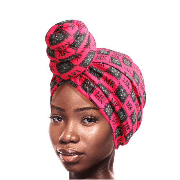 Pink MK Tall Twist Knot Turban