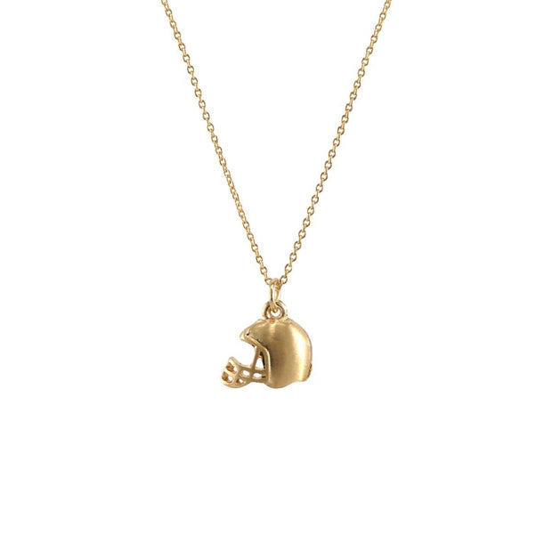 Matte Gold Football Helmet Necklace