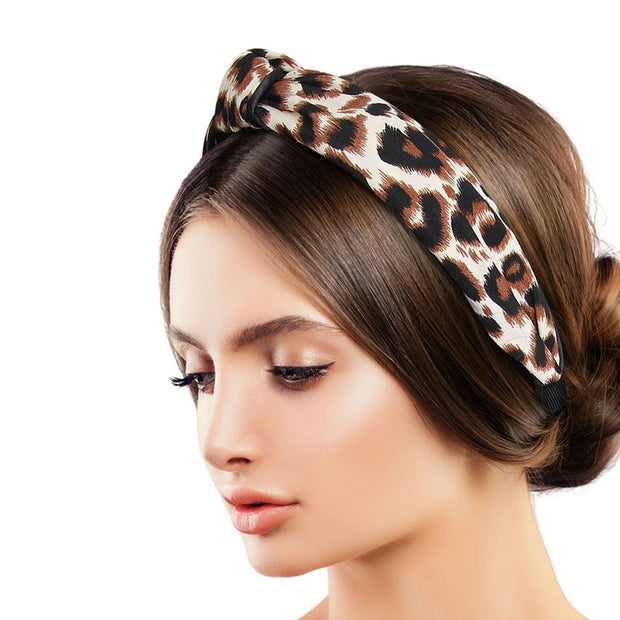 Brown and Black Leopard Knot Headband