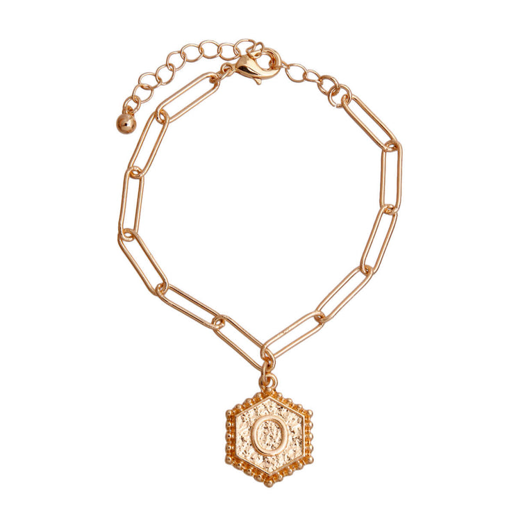 O Hexagon Initial Charm Bracelet