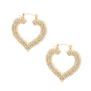 Gold Bling Heart Bamboo Hoops