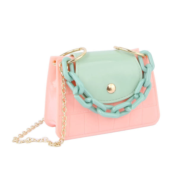 Pink and Mint Mini Jelly Crossbody Bag