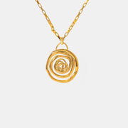 18K Gold-Plated Stainless Steel Spiral Pendant Necklace