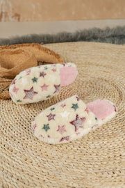 Beige Cute Star Plush Home Slippers