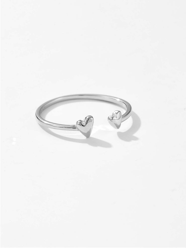 925 Sterling Silver Heart Open Ring