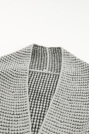 Gray Chunky Waffle Knit Oversized Collar Cardigan