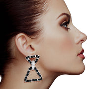 Black Woven Silver Triangle Earrings