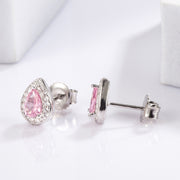 925 Sterling Silver Rhinestone Zircon Teardrop Shape Earrings