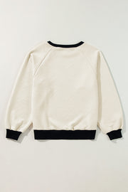 Jet Stream Color Block Edge Raglan Sleeve Crew Neck Textured Top