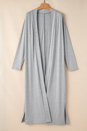 Light Grey Split Long Cardigan and Skinny Pants Lounge Set