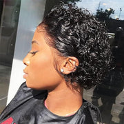 Short Curly Lace Front Wigs Human Hair Wigs for Black Women Pixie Cut Wigs Human Hair Short Curly Human Hair Wigs Pre Plucked with Baby Hair 150% Density Natural Black