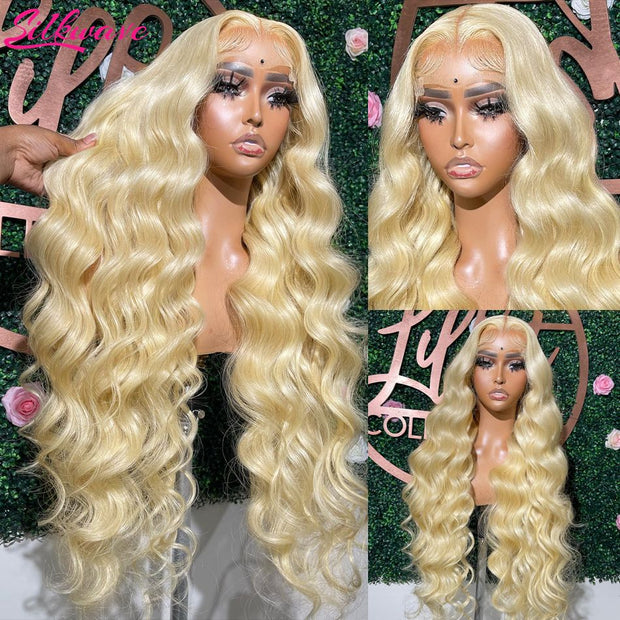 30 38 Inch Brazilian Body Wave 613 Honey Blonde 13x6 HD Transparent Lace Front Human Hair Wigs For Women 13x4 Lace Frontal Wig