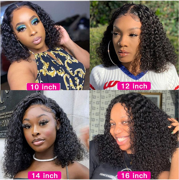 Brazilian Short Curly Bob Lace Front Human Hair Wigs PrePluck With Baby Hair Deep Wave Frontal Wig For Women Water Wave Lace Wig