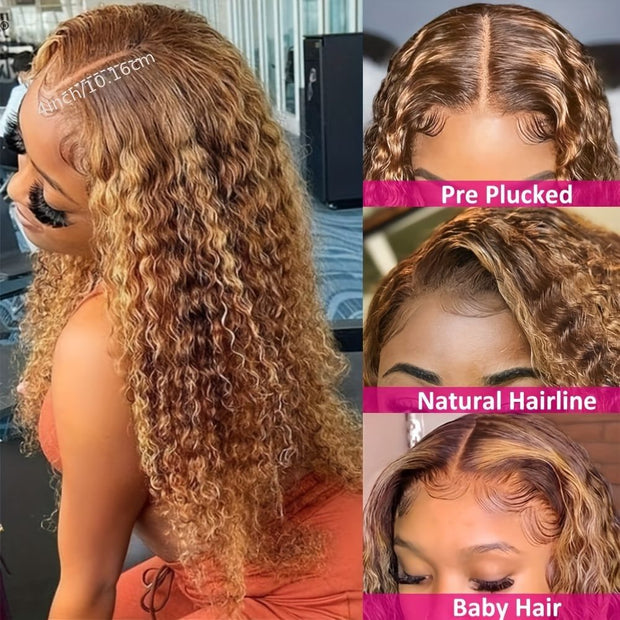 Highlight Wig Human Hair hd Lace Wig 13x6 curly wigs s For Women 13x4 Deep Water Wave Brazilian blonde Lace Front Wig