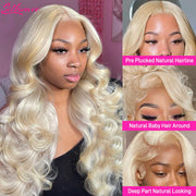 30 38 Inch Brazilian Body Wave 613 Honey Blonde 13x6 HD Transparent Lace Front Human Hair Wigs For Women 13x4 Lace Frontal Wig