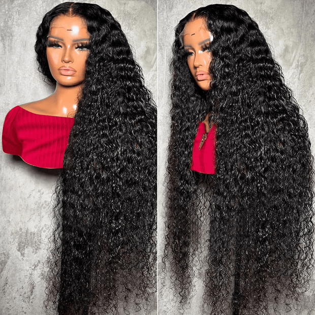 250% 220% High Density Deep Wave Frontal Wig 13x6 HD Lace Water Curly Wigs 30 34inches Brazilian Lace Closure Wig Pre Plucked