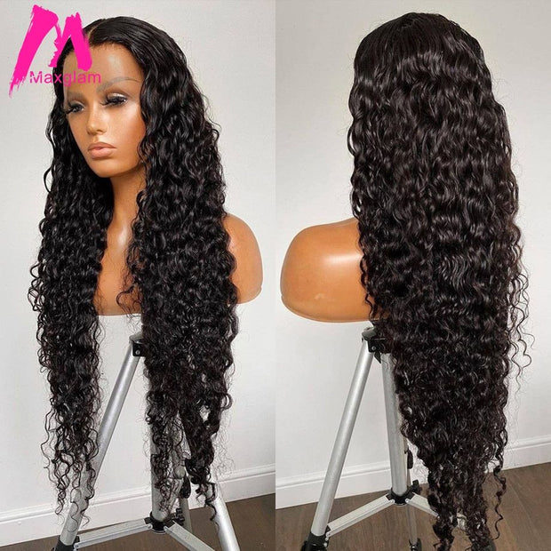 30 40 Inch Deep Wave Frontal Wig Curly Human Hair Wigs Brazilian Water Wave Lace Front Wig 13x4 Hd Lace Frontal Wig Full Remy