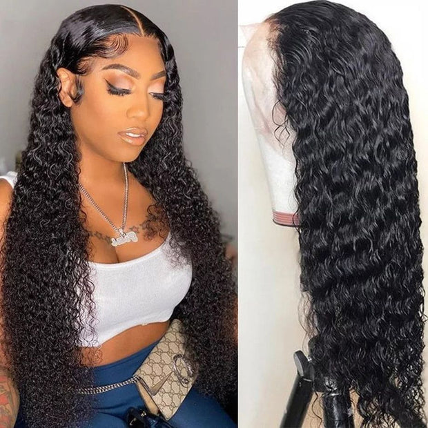 30 40 Inch Deep Wave Frontal Wig Curly Human Hair Wigs Brazilian Water Wave Lace Front Wig 13x4 Hd Lace Frontal Wig Full Remy