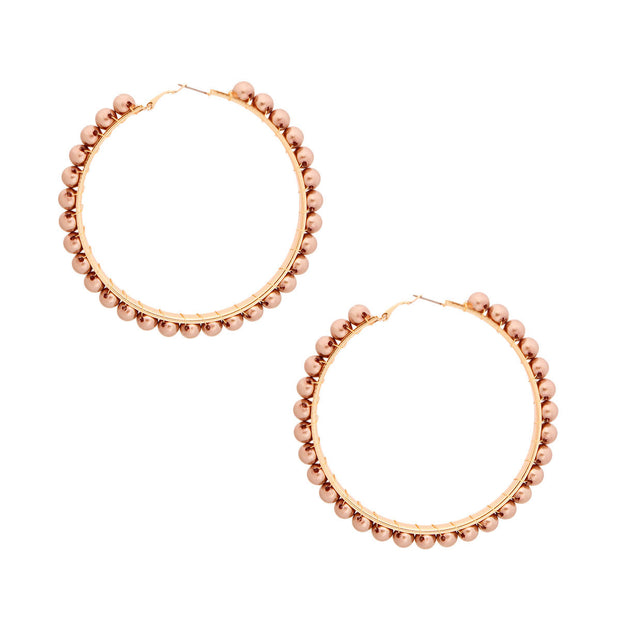 Gold Pearl Wrapped Hoops- 3.25 "