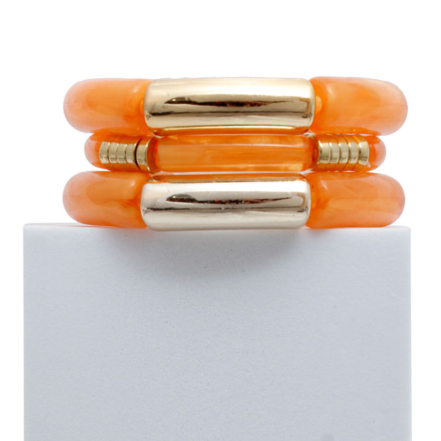 Coral Tube Stretch Bangle Set