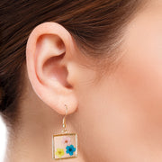 Square Gold Dried Flower Earrings