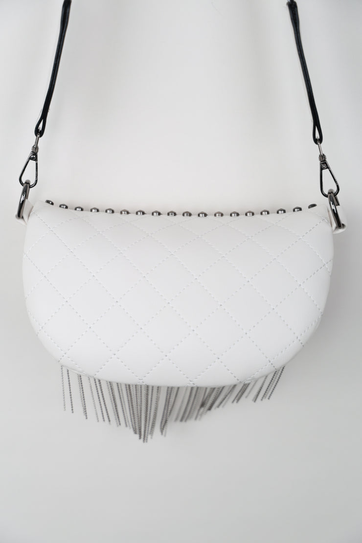 PU Leather Studded Sling Bag with Fringes