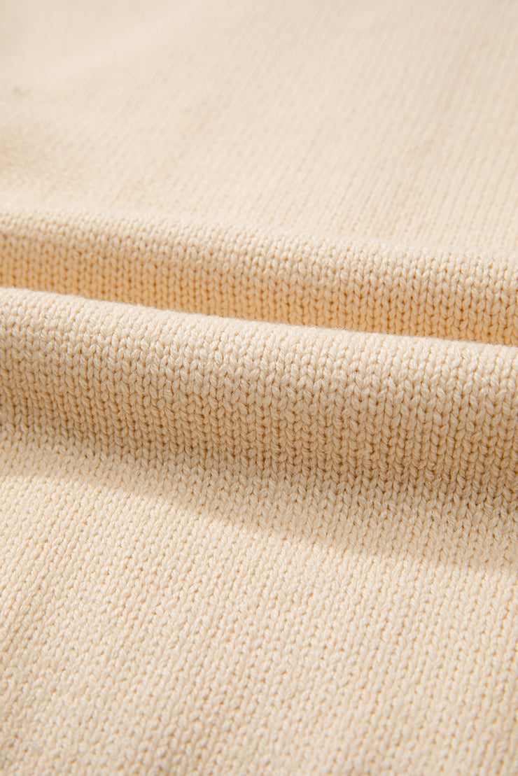 Beige Open Knit Drop Shoulder Sweater Cardigan