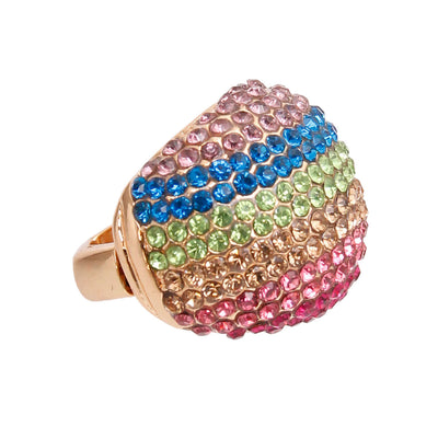 Rainbow Rainbow and Gold Dome Ring