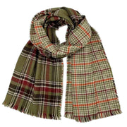 Olive Plaid Houndstooth Reversible Scarf