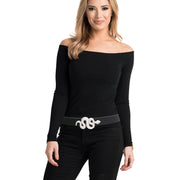 Serpentine Splendor Belt - Black and Silver