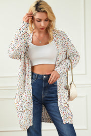 White Rainbow Popcorn Confetti Open Front Cardigan