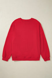 Racing Red Solid Crew Neck Drop Shoulder Plus Size Sweatshirt