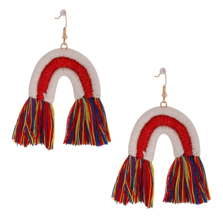 Multi Color Tassel Arc Earrings