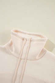 Apricot Drawstring Turtleneck Dolman Sleeve Sweatshirt