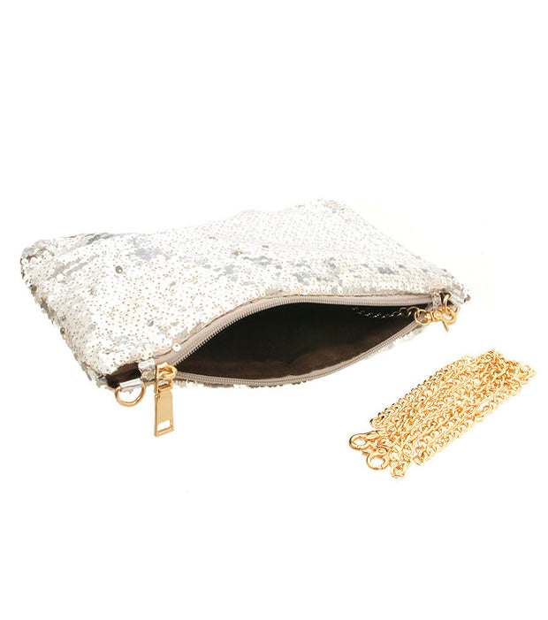 Silver Sequin Party Clutch